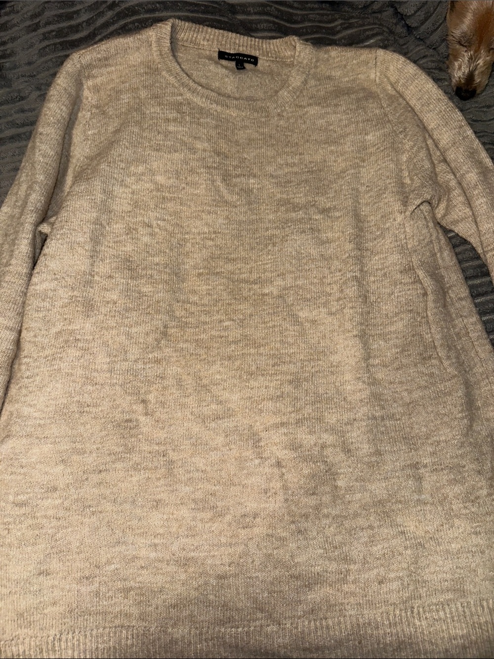 Staccato Women's Crewneck Sweater in Light Taupe Heather
